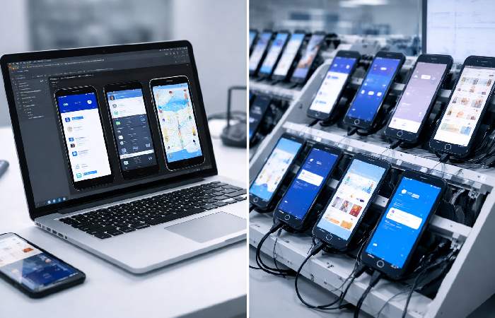 omparison of emulator on computer and real mobile devices used for testing