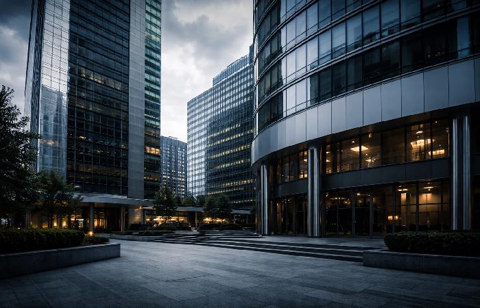 Modern financial district building representing regulatory oversight in finance