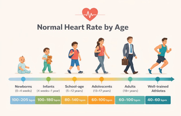 Normal resting heart rate ranges by age chart