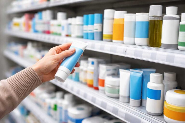 different anti inflammatory creams in pharmacy shelf