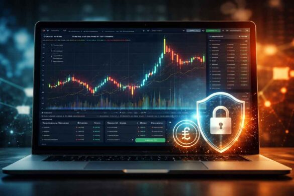Crypto trading dashboard showing volatility and security concept
