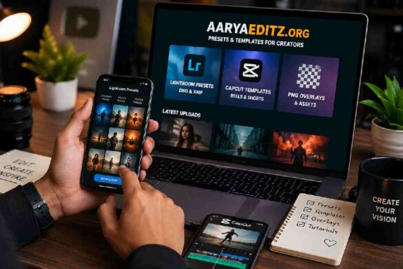 Mobile creator using presets from AaryaEditz.org for photo and video editing
