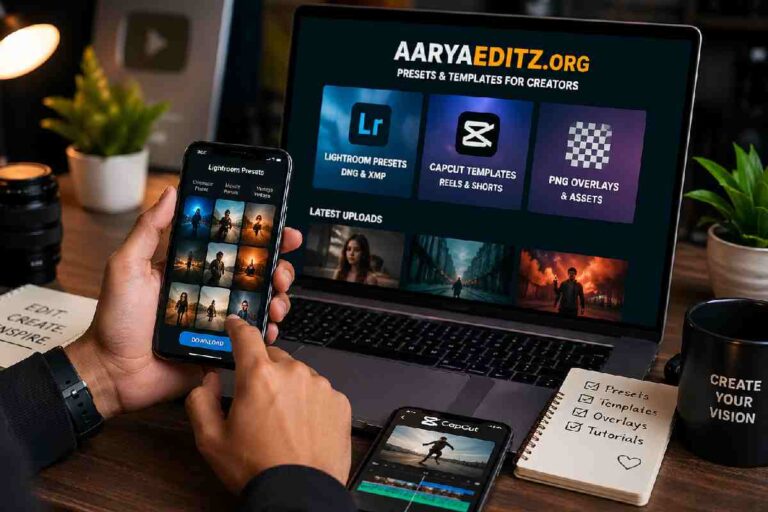 Mobile creator using presets from AaryaEditz.org for photo and video editing