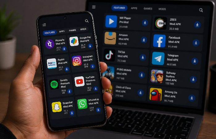 Third party app store interface on mobile screen