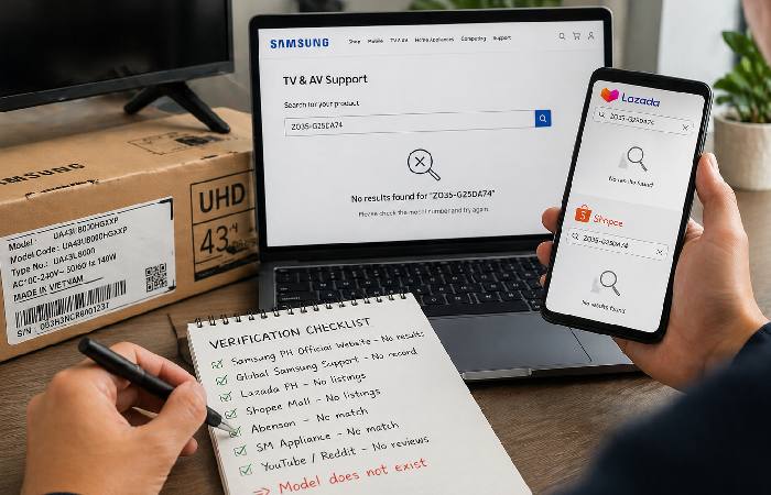 Checking Samsung TV model authenticity and serial verification