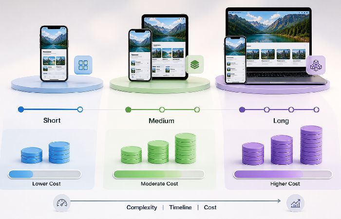 app development cost and timeline based on project complexity