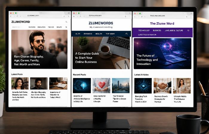 Multiple similar blog websites displayed side by side